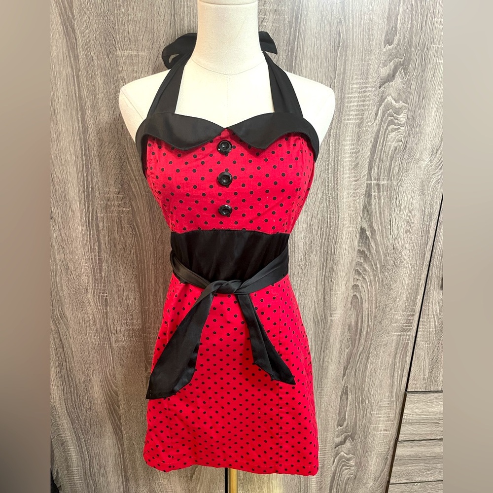 Hearts & Roses London Pin Up Red Polkadot Retro Rockabilly 50’s Style Dress.